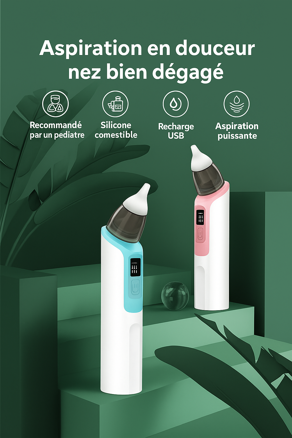 💨 Aspirateur Nasal Électrique pour Bébé – Nouveau Modèle 2025, Rechargeable et Efficace contre la Congestion Nasale