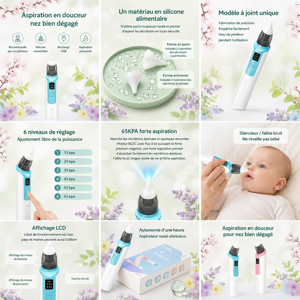 💨 Fini le nez bouché de bébé en 10 secondes – Aspirateur Nasal Électrique Rechargeable